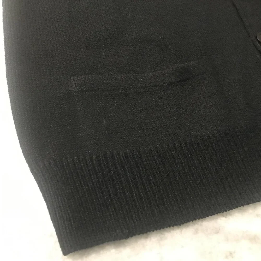 St. John Cardigan Sweater Womens XL Black Button Front V Neck Knit Pockets Long